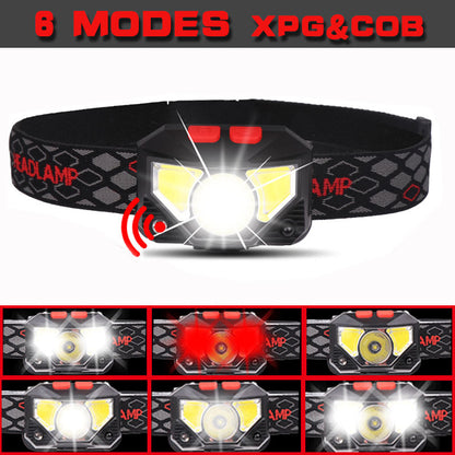 LED Rechargeable Waterproof Headlight with White Red Light