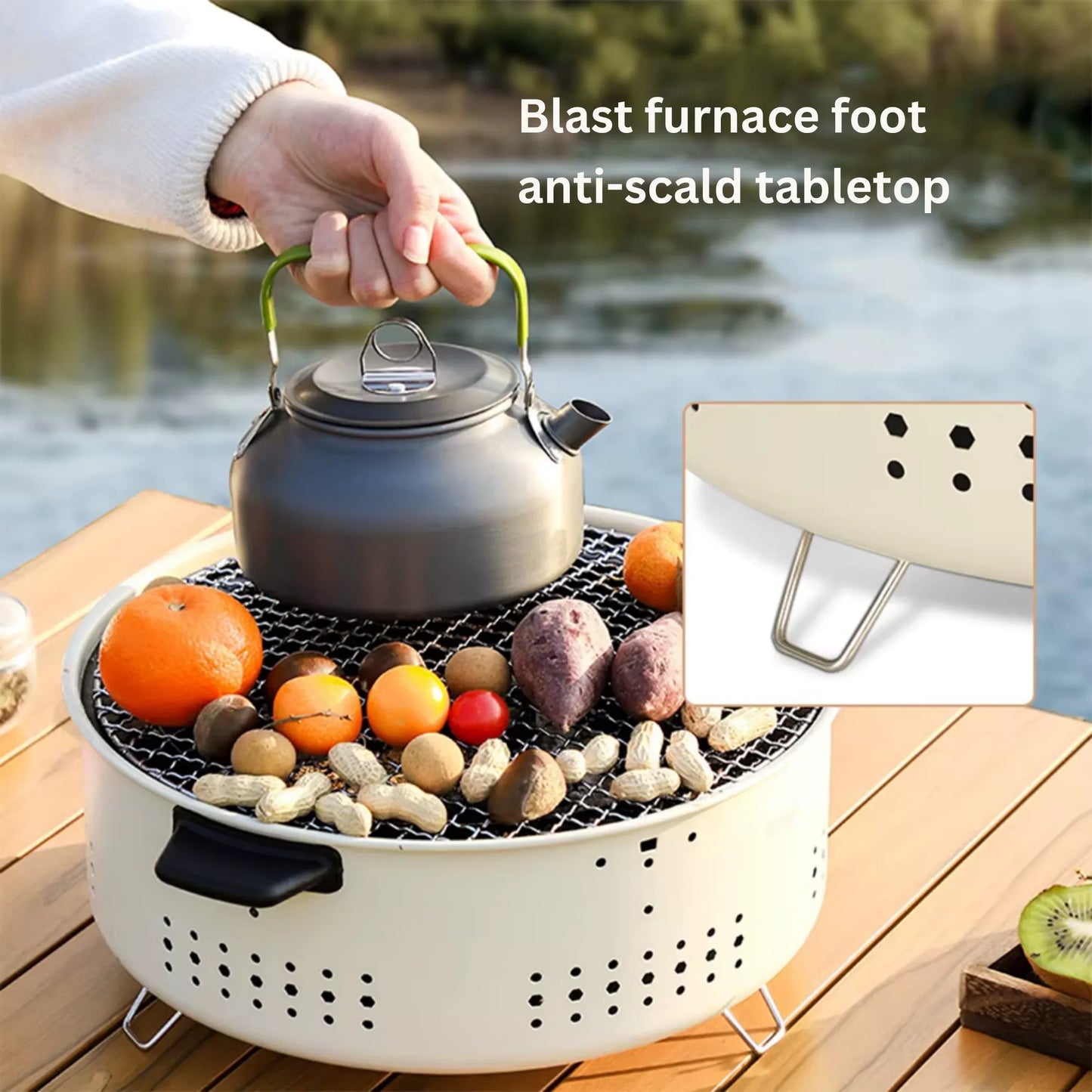 Barbecue Stove Smokeless Grill Outdoor Camping Charcoal Grill Rotisserie Rack - CAMPZONES