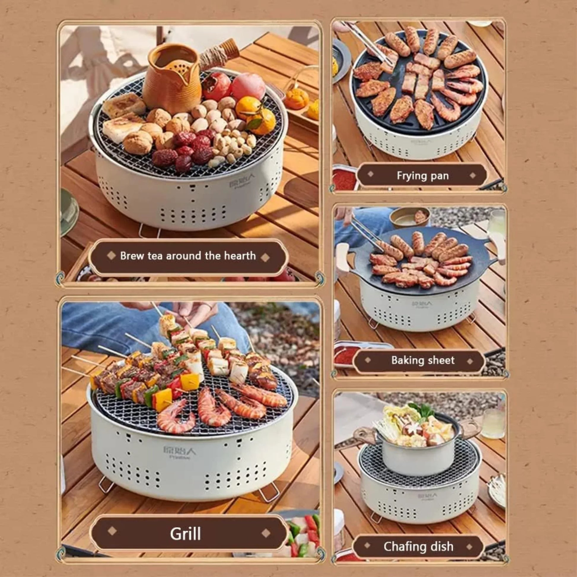 Barbecue Stove Smokeless Grill Outdoor Camping Charcoal Grill Rotisserie Rack - CAMPZONES