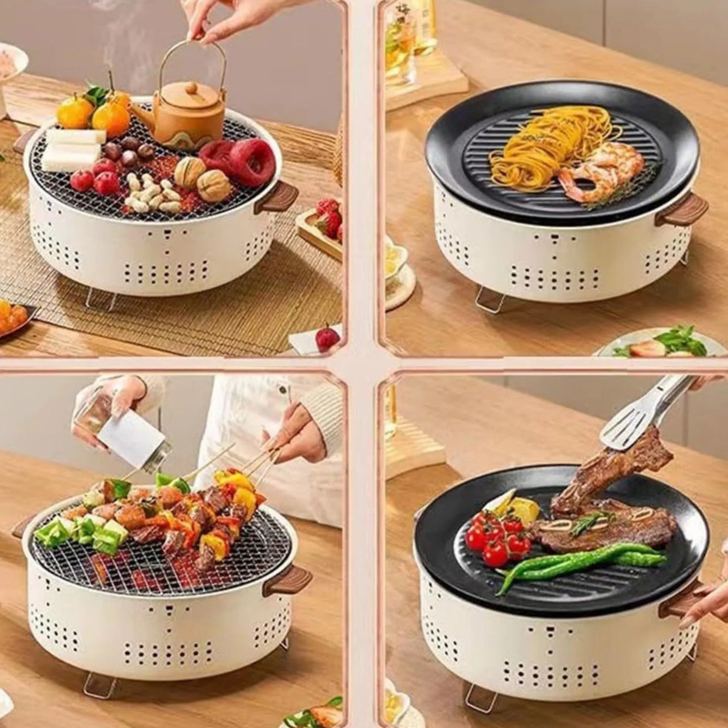 Barbecue Stove Smokeless Grill Outdoor Camping Charcoal Grill Rotisserie Rack - CAMPZONES