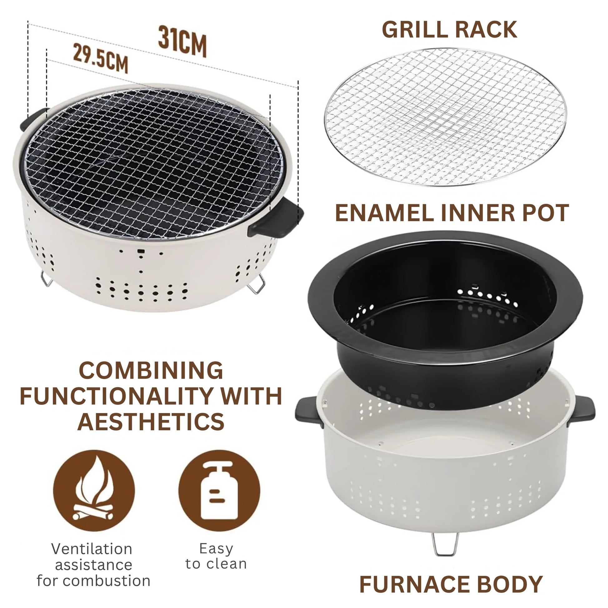 Barbecue Stove Smokeless Grill Outdoor Camping Charcoal Grill Rotisserie Rack - CAMPZONES