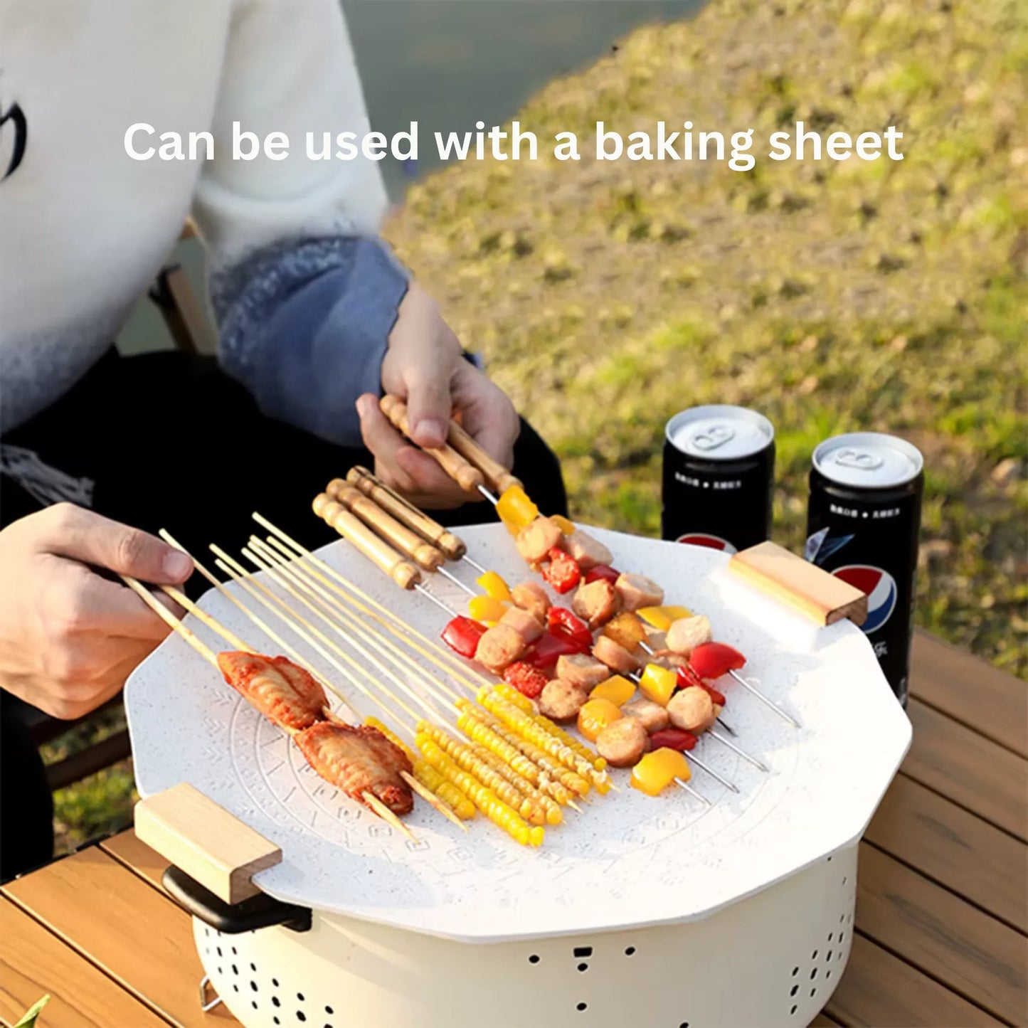 Barbecue Stove Smokeless Grill Outdoor Camping Charcoal Grill Rotisserie Rack - CAMPZONES