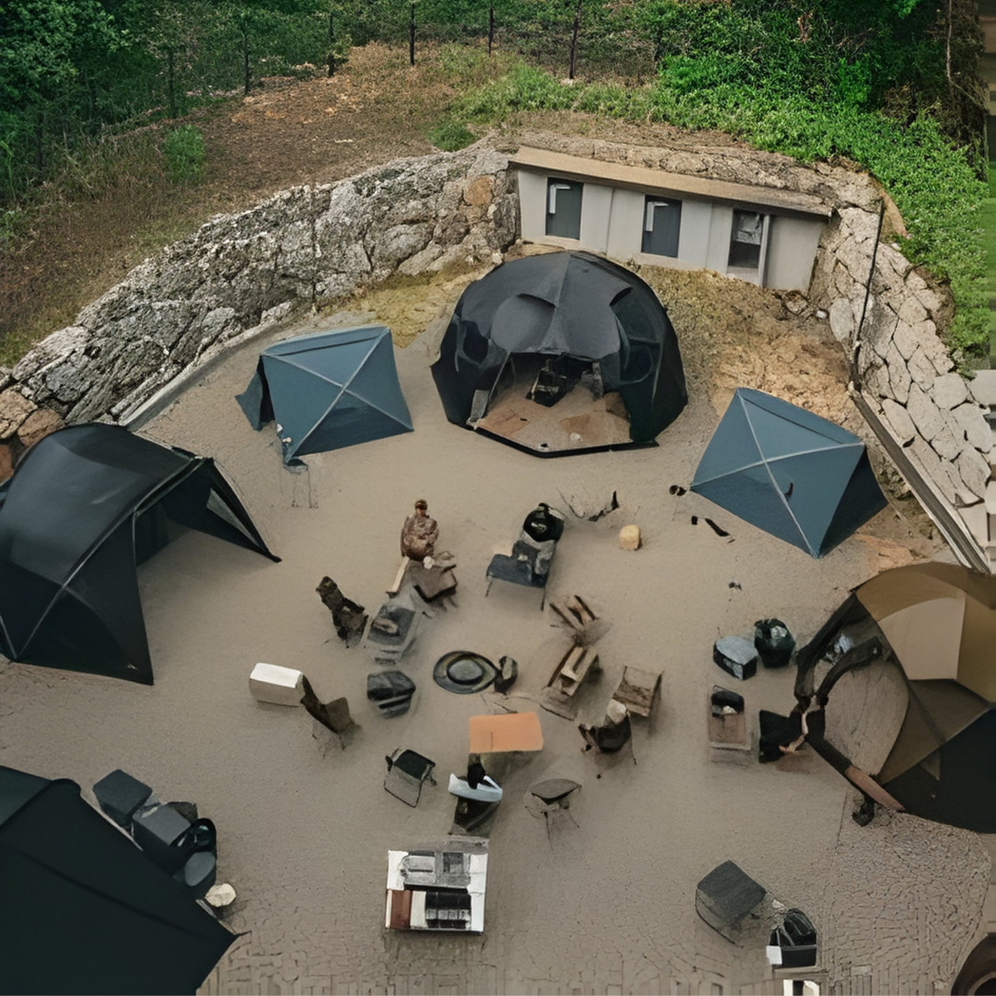 Black Dome Large Camping Glamping Tent