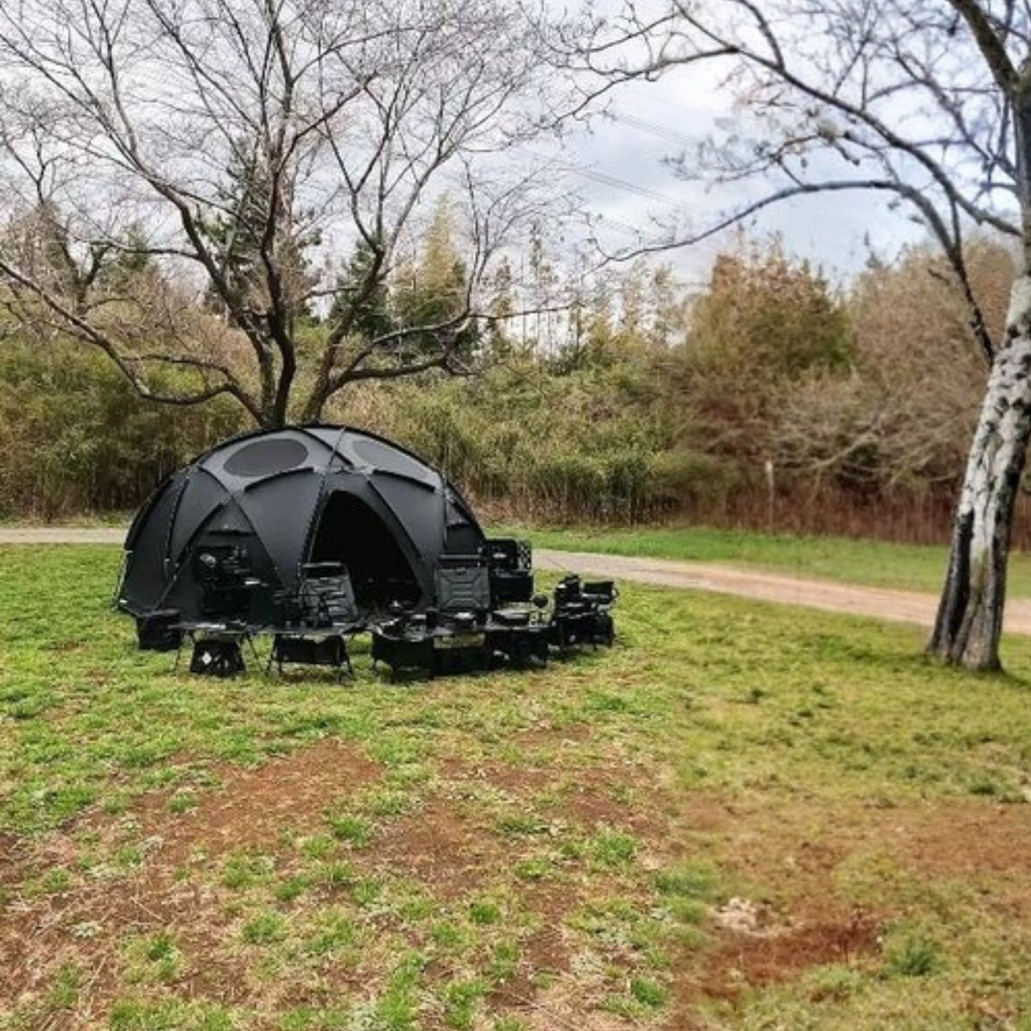 Black Dome Large Camping Glamping Tent