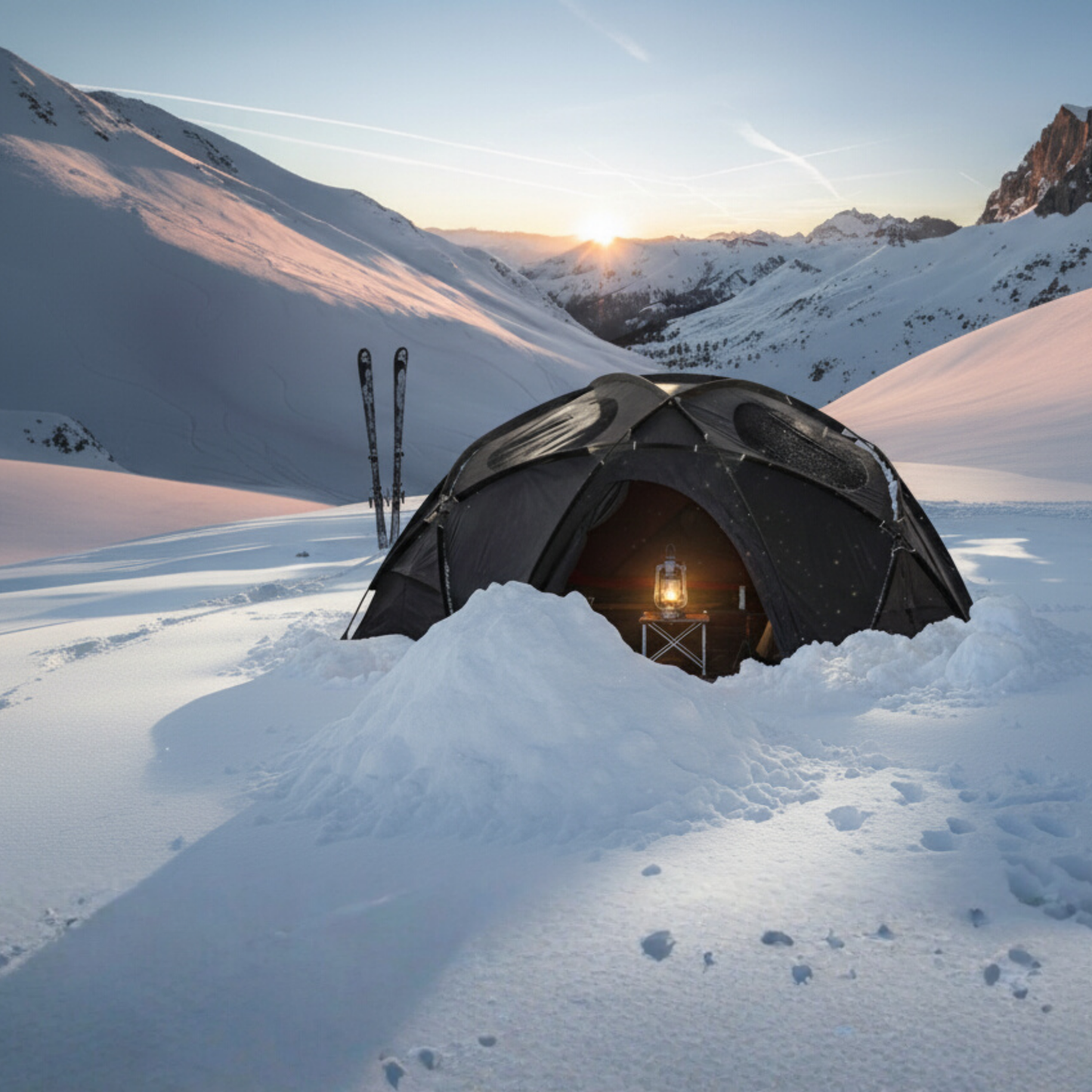 Black Dome Large Camping Glamping Tent