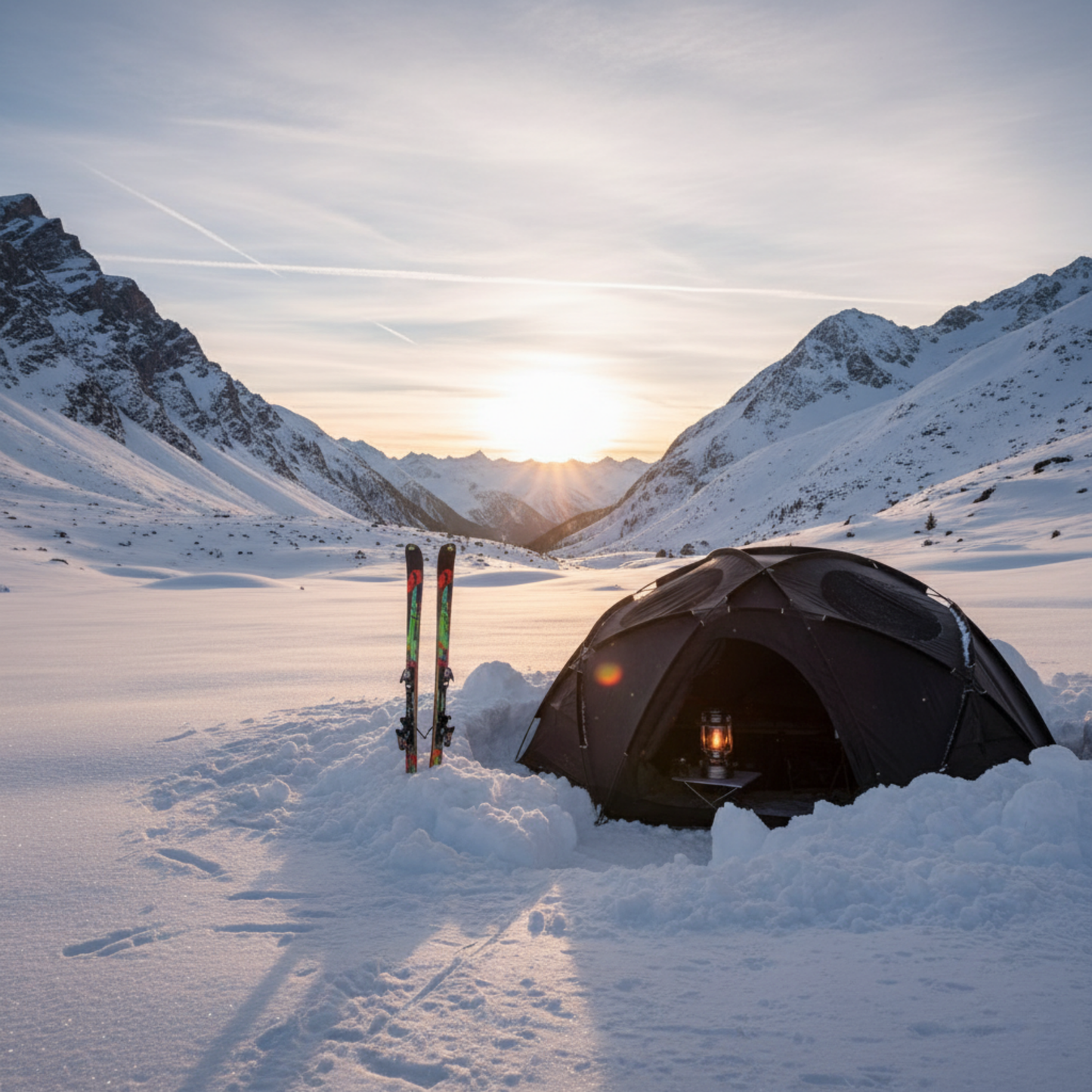 Black Dome Large Camping Glamping Tent