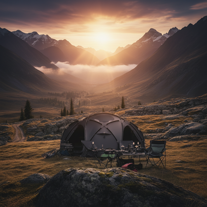 Black Dome Large Camping Glamping Tent