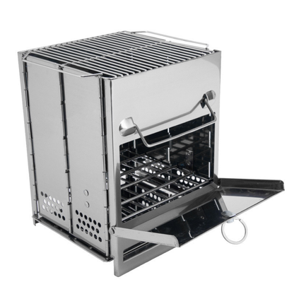 Camping Wood Burning Stainless Steel Stove with Grill Grid