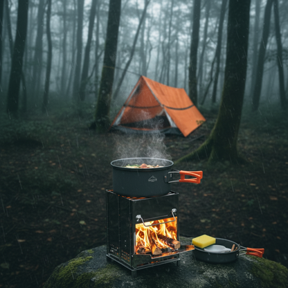 Camping Wood Burning Stainless Steel Stove with Grill Grid