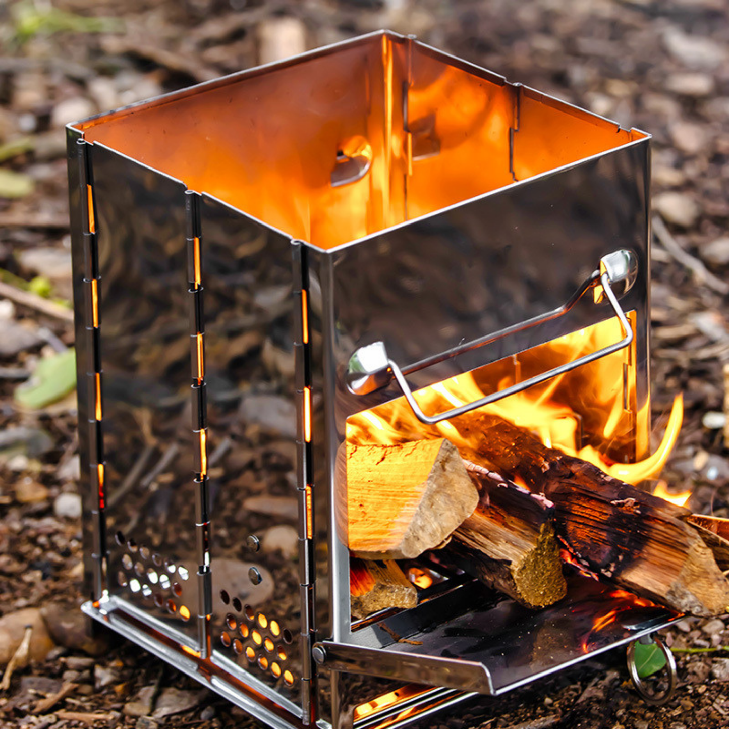 Camping Wood Burning Stainless Steel Stove with Grill Grid