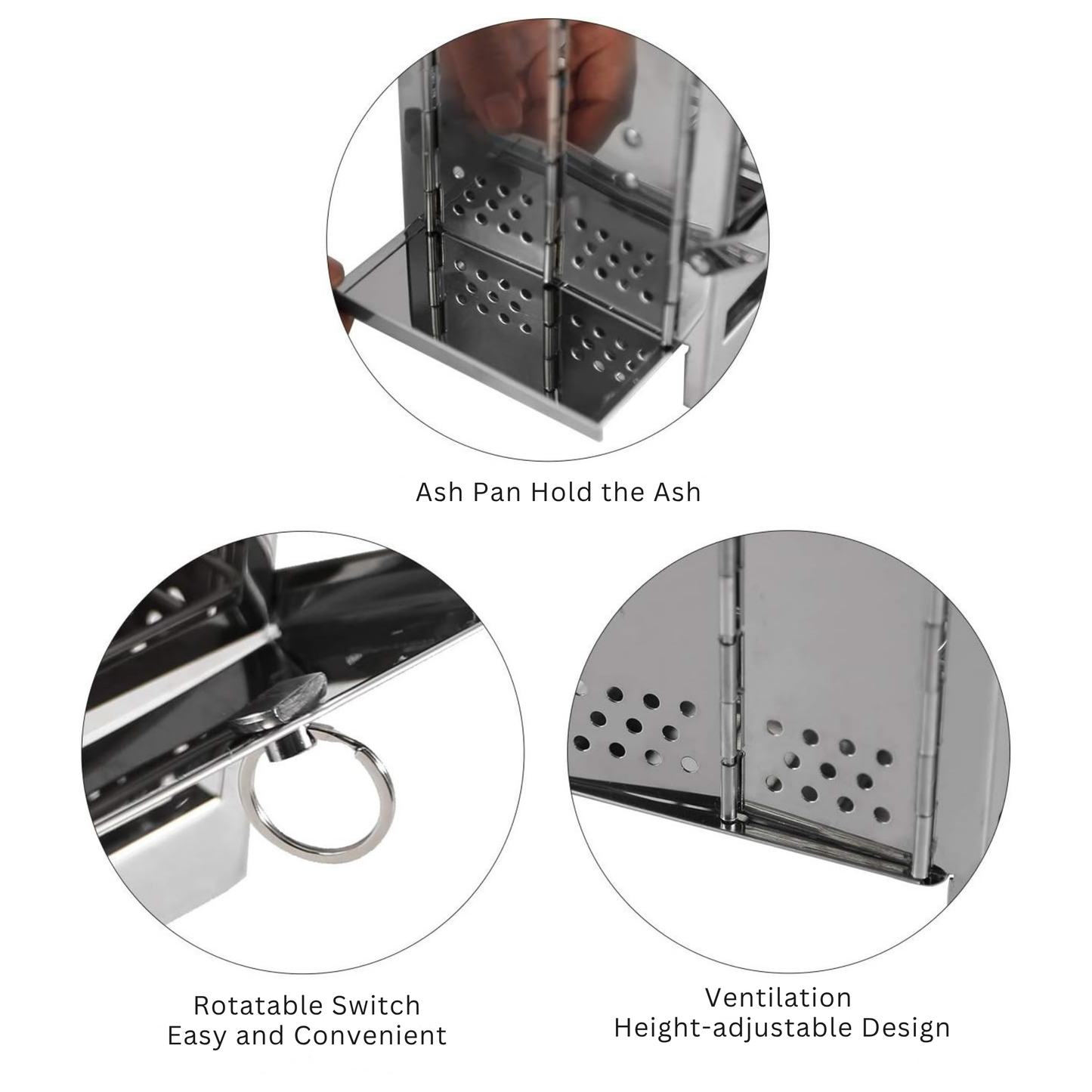 Camping Wood Burning Stainless Steel Stove with Grill Grid