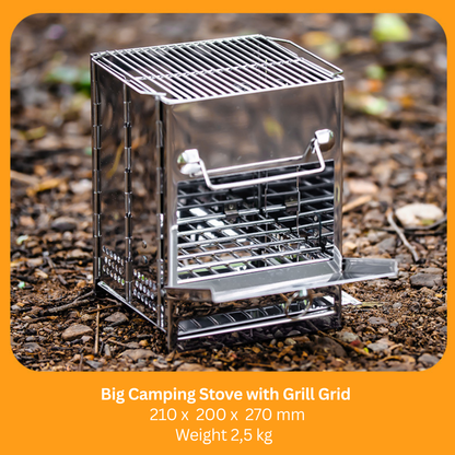 Camping Wood Burning Stainless Steel Stove with Grill Grid