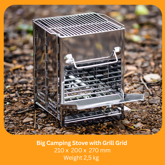 Camping Wood Burning Stainless Steel Stove with Grill Grid