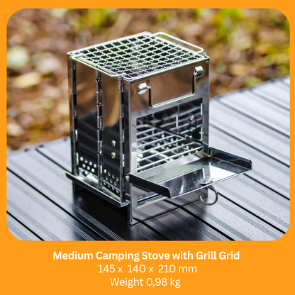 Camping Wood Burning Stainless Steel Stove with Grill Grid