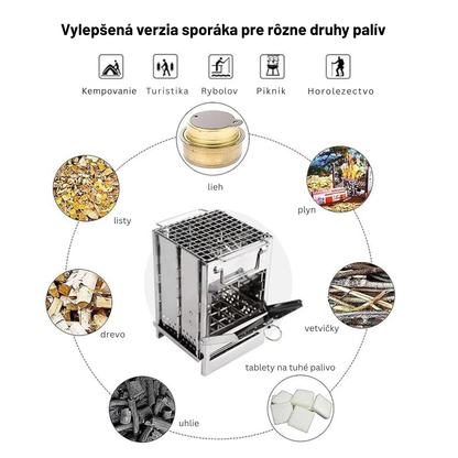 Camping Wood Burning Stainless Steel Stove with Grill Grid