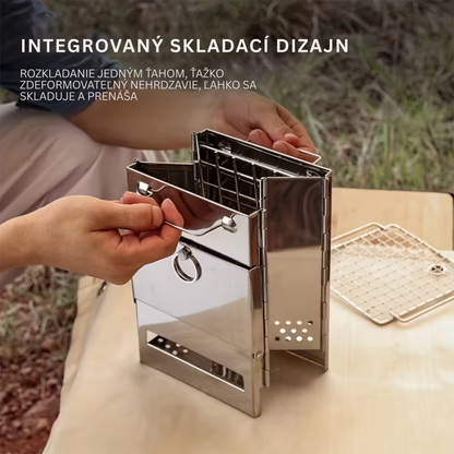 Camping Wood Burning Stainless Steel Stove with Grill Grid