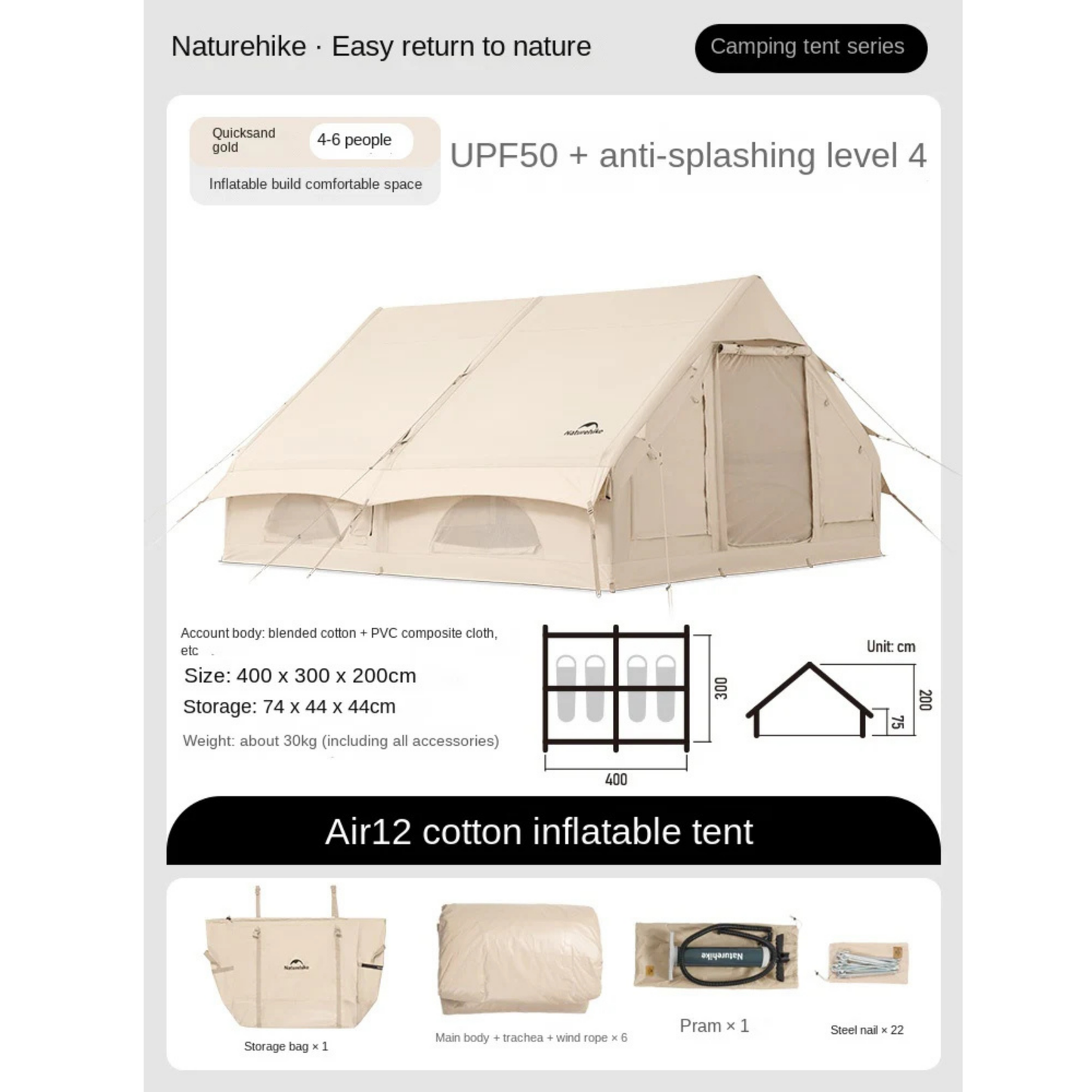 Inflatable Family Tent House for Camping