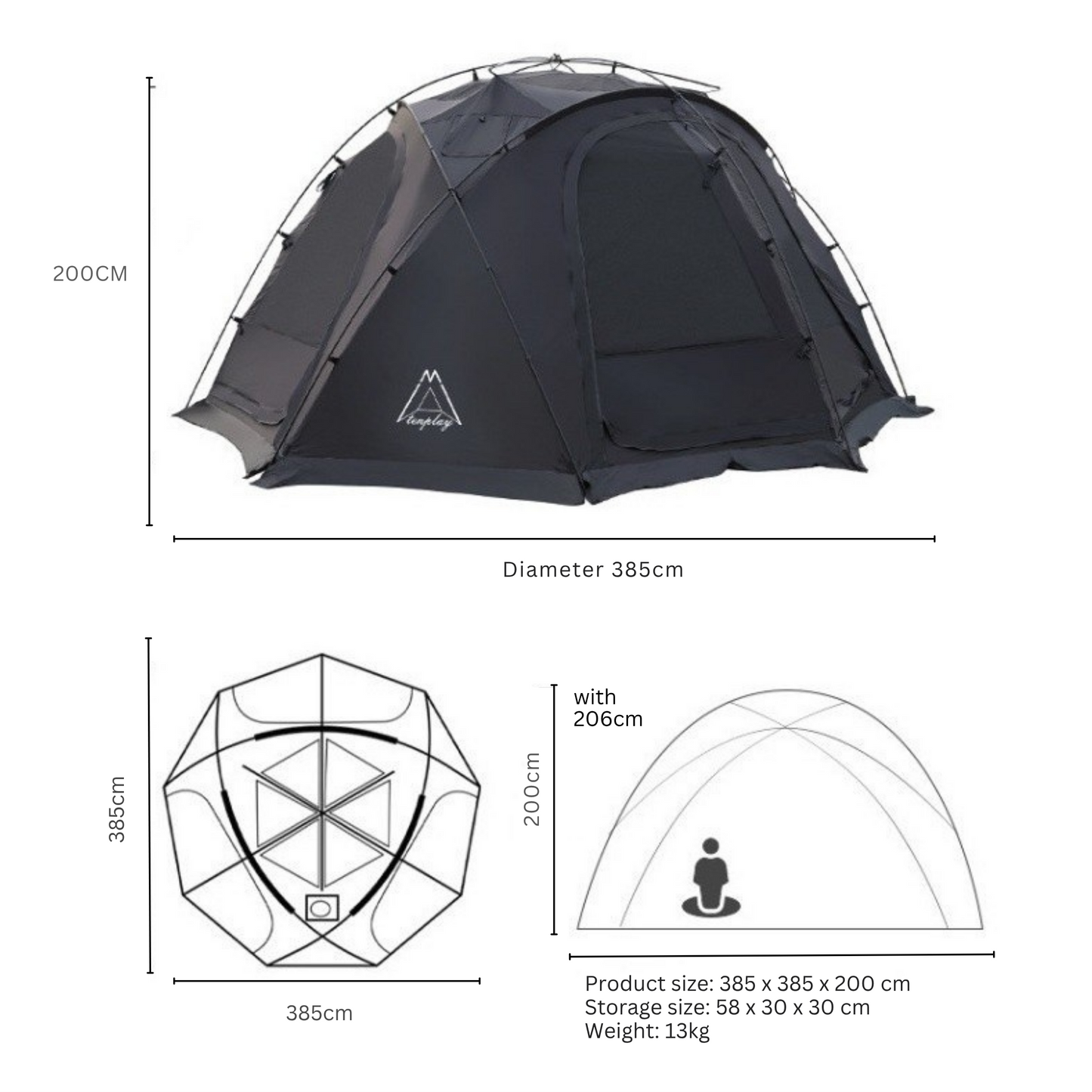Outdoor Waterproof Hemisphere Dome Camping Tent