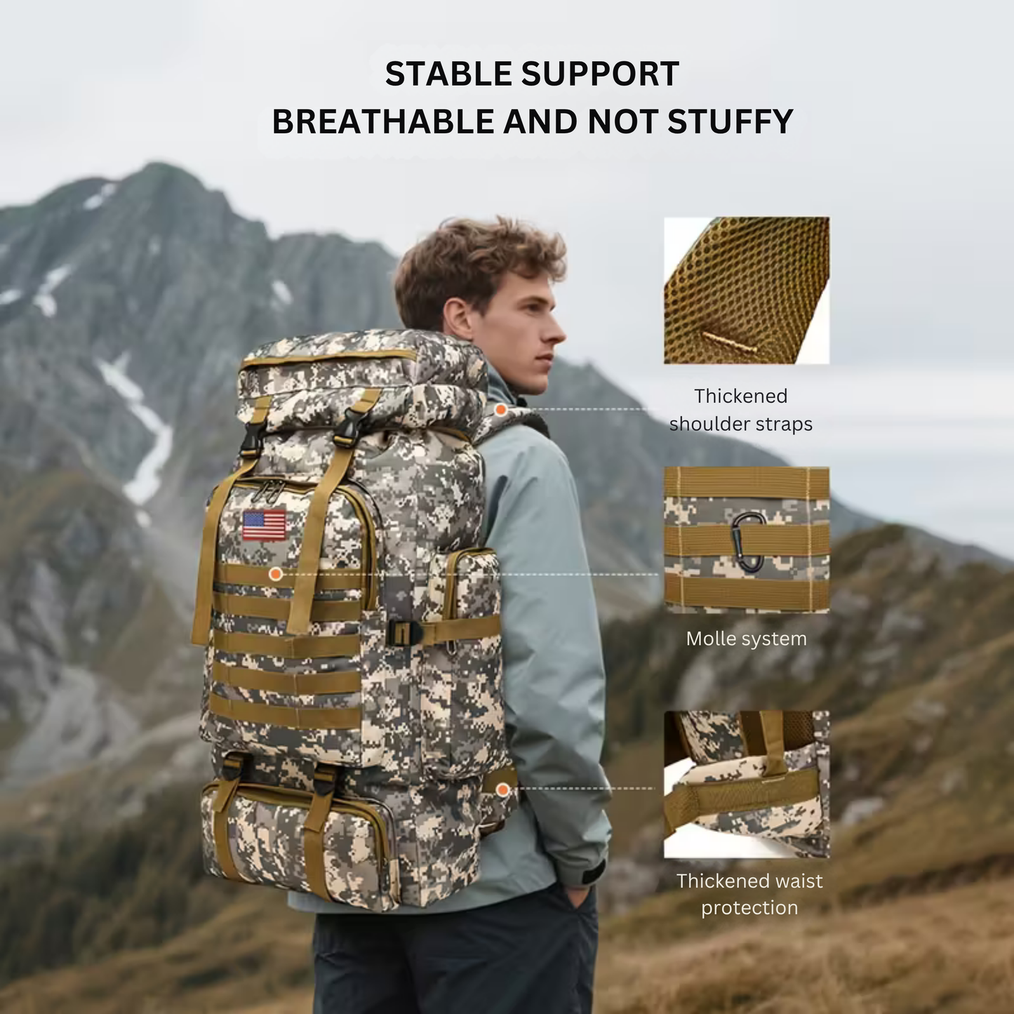 Tactical Military Hiking Backpack 80l