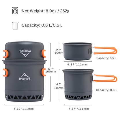 Widesea Camping Cookware 1 person set